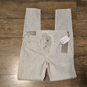 NWT 7 For All Mankind Women Silver Skinny Jeans size 27 Pants Legging Christmas